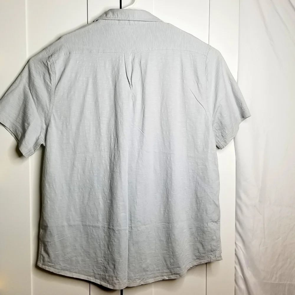 J.Crew Men's Garment-Dyed Slub Gray Cotton Shortsleeve Buttondown Shirt, Egypt